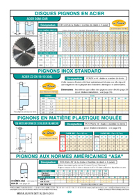 Page 22 : Disques pignons en acier