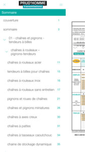 Le catalogue Prud'homme Transmissions sur tablettes et téléphones