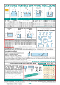 Page 450 : Glissières montées sur profil métallique