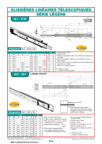 Page 220 : Glissières linéaires télescopiques - Série légère