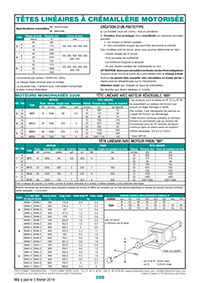 Page 259 : Tête linéaires à crémaillère motorisée