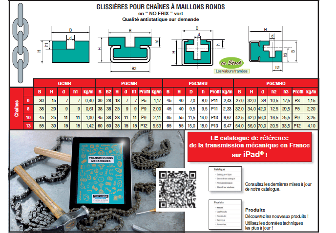 Page 500 - GLISSIÈRES POUR CHAÎNES À MAILLONS RONDS