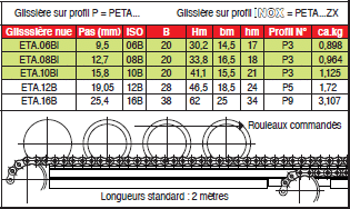 Page 503 - GUIDES DROITS ET COURBES, PIGNONS ET GALETS DE RENVOI POUR CHAÎNES À PALETTES & <strong>SPÉCIALITÉS POUR TRANSPORTEURS À AUGE</strong>