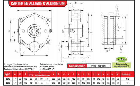 Page 561 - RÉDUCTEURS À ARBRE CREUX & RÉDUCTEURS À 1 ÉTAGE TYPES 0015 - 0016